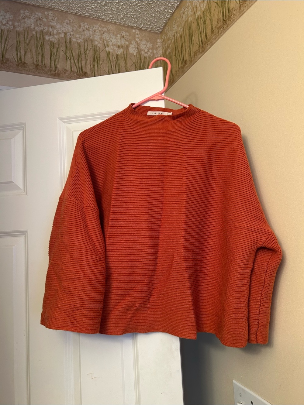 Ellison Women’s Rust Orange Ribbed Crewneck Sweater